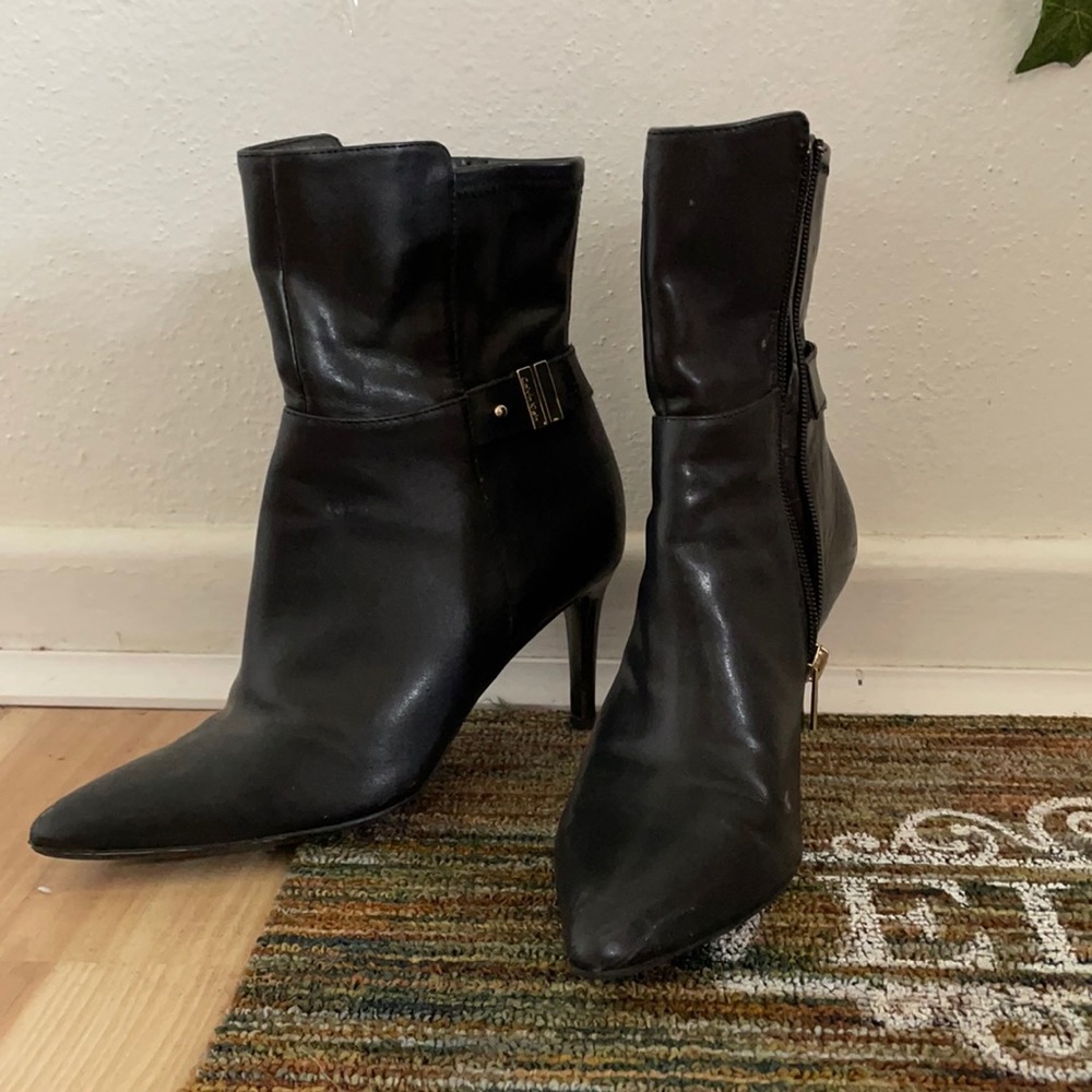 Calvin Klein black boot Heels | zip up